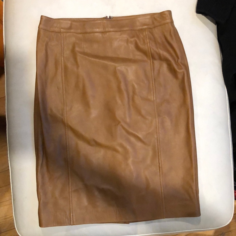 Talbots Tan Leather Pencil Skirt